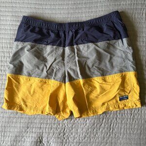 L.L.Bean Men’s Classic Supplex Sport Shorts – Colorblock XXL (Blue/Gray/Yellow)